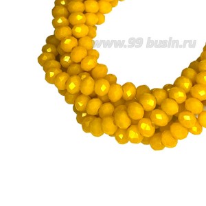 Бусины хрустальные Рондель 3*2 мм непрозрачный мандариновый, около 41 см нить/175 бусин