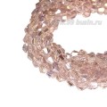 Бусина хрустальная биконус 4,5 мм чайная роза прозрачный/радужный, длина нити около 35 см/90 штук