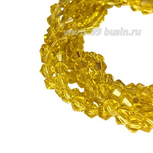 Бусина хрустальная биконус 4,5 мм прозрачный тёмно песочный, длина нити около 40 см/105 штук