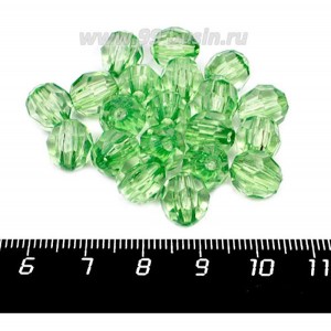 Бусины акрил Круглые граненые 10 мм, цвет светло-зеленый 20 штук/упаковка