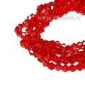 Бусина хрустальная биконус 4 мм, алый/радужный, длина нити около 35 см/95 штук Бусина хрустальная биконус 4 мм, алый/радужный, длина нити около 35 см/95 штук