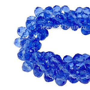 Бусина хрустальная Рондель 8*6 мм светлый синий около 40 см/нить