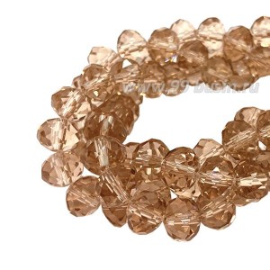 Бусина хрустальная Рондель 8*6 мм темный бежевый около 40 см/нить