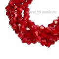 Бусина хрустальная биконус 4 мм непрозрачный рубиновый, длина нити около 39 см/105 штук Бусина хрустальная биконус 4 мм непрозрачный рубиновый, длина нити около 39 см/105 штук
