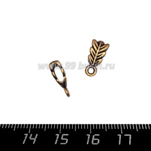 Бейл Дубовый Лист 13*6*4 мм, цвет медь, 1 штука