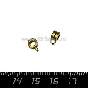 Бейл маленький с "прорезью" 9*4,5*6 мм, отверстие 4 мм, цвет бронза, 1 штука