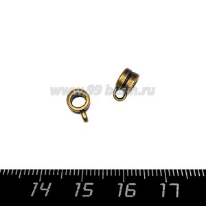 Бейл маленький с "прорезью" 9*4,5*6 мм, отверстие 4 мм, цвет медь, 1 штука