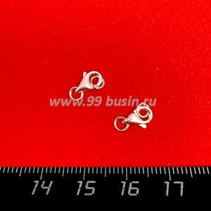 Замок Карабин Sterling silver 8*5 мм с соединительным колечком 1 штука