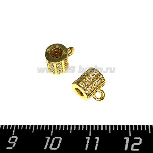 Бейл Премиум Милано с микроцирконами 9*7 мм, внутреннее отверстие 2,8 мм, цвет золото, 1 штука Бейл Премиум Милано с микроцирконами 9*7 мм, внутреннее отверстие 2,8 мм, цвет золото, 1 штука