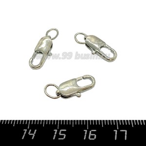 Замок - карабин лобстер 16 мм цвет никель с одним колечком, 1 штука
