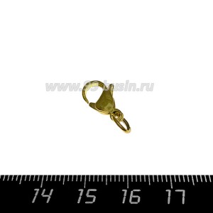 Карабин 15*7,5 мм с колечком нержавеющая сталь, цвет античное золото, 1 штука