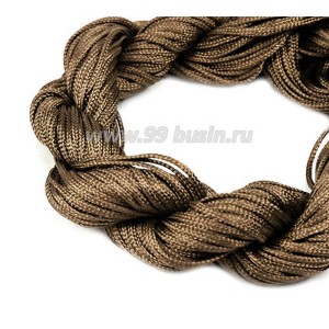 Шнур синтетический нейлоновый ювелирный в пасме (подходит для плетения браслетов), диаметр 1 мм, цвет бежевый, 20 метров/упаковка