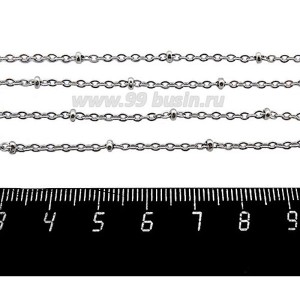 Цепочка нержавеющая сталь (stainless steel) 2,5*2 мм с декоративными шариками 1 метр/упаковка