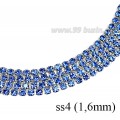 Стразовая цепочка 1,6 мм (ss4) цвет голубой/серебристый 0,5 метра
