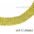 Стразовая цепочка 1,6 мм (ss4) цвет ананасовый желтый/серебристый 0,5 метра
