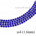 Стразовая цепочка 1,6 мм (ss4) цвет индиго/серебристый 0,5 метра