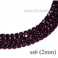 Стразовая цепочка 2 мм (ss6) цвет темно-фиолетовый (металл под цвет страз) Тайвань 0,5 метра