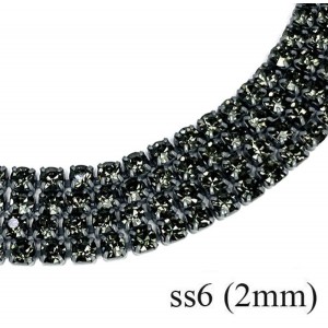 Стразовая цепочка 2 мм (ss6) цвет графит (металл под цвет страз) Тайвань 0,5 метра