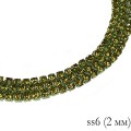 Стразовая цепочка 2 мм (ss6) цвет оливковый (металл оливковый) Тайвань 0,5 метра