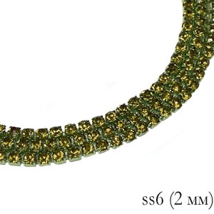 Стразовая цепочка 2 мм (ss6) цвет оливковый (металл оливковый) Тайвань 0,5 метра
