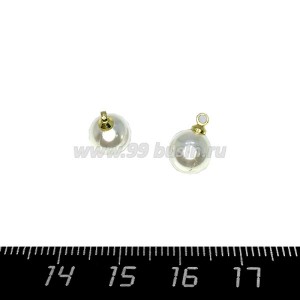 Подвеска Жемчужина пластик с штифтом 11,5*8 мм, цвет белый, 10 штук/упаковка