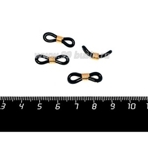 Петельки для очков 20*5 мм, цвет чёрный/пружинки нерж. сталь золотого цвета, 2 пары/упаковка