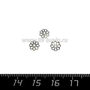 Шапочка для бусин Премиум Ажурная 6*1,5 мм, родий 5 ПАР (10штук)