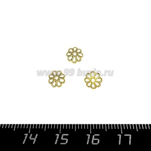 Шапочка для бусин Премиум Ажурная 6*1,5 мм, золото 5 ПАР (10штук)