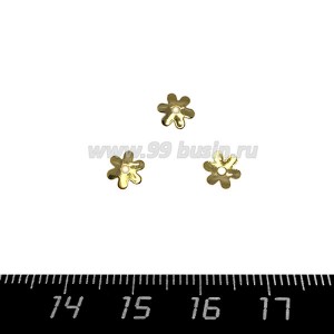 Шапочка для бусин Премиум Цветочек Лаконичный 6*1 мм, золото 5 ПАР (10штук)
