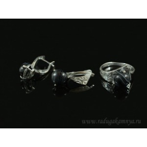 Кольцо и серьги с агатом