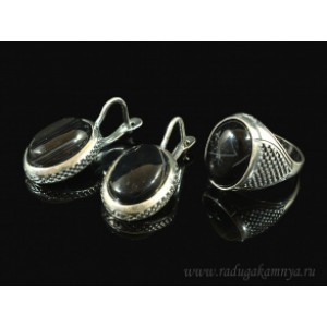 Кольцо и серьги с агатом