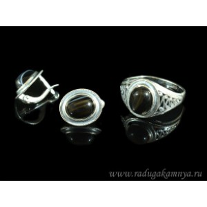 Кольцо и серьги с агатом