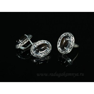 Кольцо и серьги с агатом