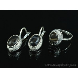 Кольцо и серьги с агатом .