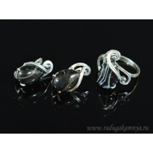 Кольцо и серьги с агатом .