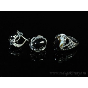 Кольцо и серьги с агатом .