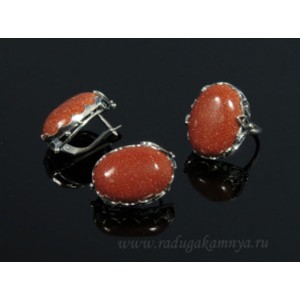 Кольцо и серьги авантюрин (имитация) Кольцо и серьги авантюрин (имитация)