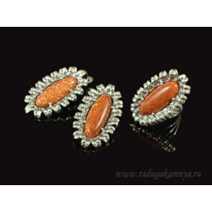 Кольцо и серьги авантюрин (имитация)