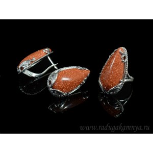 Кольцо и серьги с авантюрином (имитация) Кольцо и серьги с авантюрином (имитация)