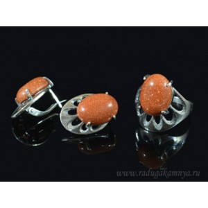 Кольцо и серьги с авантюрином (имитация) Кольцо и серьги с авантюрином (имитация)