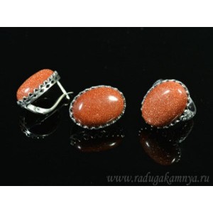 Кольцо и серьги с авантюрином (имитация)