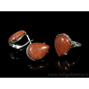 Кольцо и серьги с авантюрином (имитация)