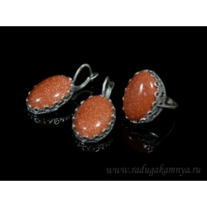 Кольцо и серьги с авантюрином (имитация) Кольцо и серьги с авантюрином (имитация)