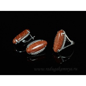 Кольцо и серьги с авантюрином (имитация)