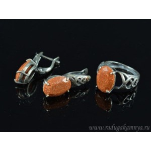 Кольцо и серьги с авантюрином (имитация) Кольцо и серьги с авантюрином (имитация)