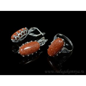 Кольцо и серьги с авантюрином (имитация) Кольцо и серьги с авантюрином (имитация)