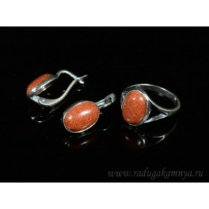 Кольцо и серьги с авантюрином (имитация) Кольцо и серьги с авантюрином (имитация)