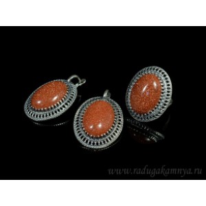 Кольцо и серьги с авантюрином (имитация) Кольцо и серьги с авантюрином (имитация)