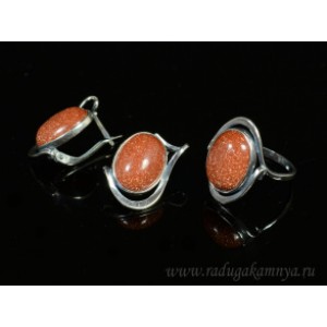 Кольцо и серьги с авантюрином (имитация)