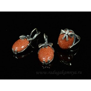 Кольцо и серьги с авантюрином (имитация) Кольцо и серьги с авантюрином (имитация)